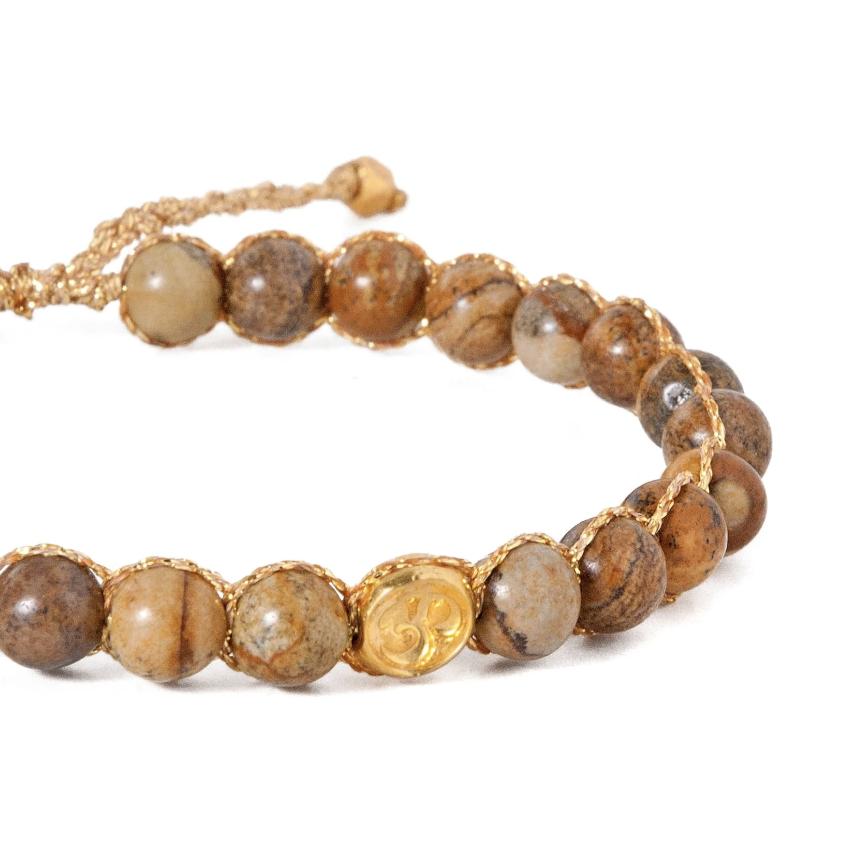 Brown Jasper 6mm Bracelet | Gold