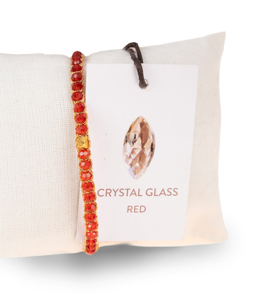 Crystal Red Nugget Bracelet | Gold