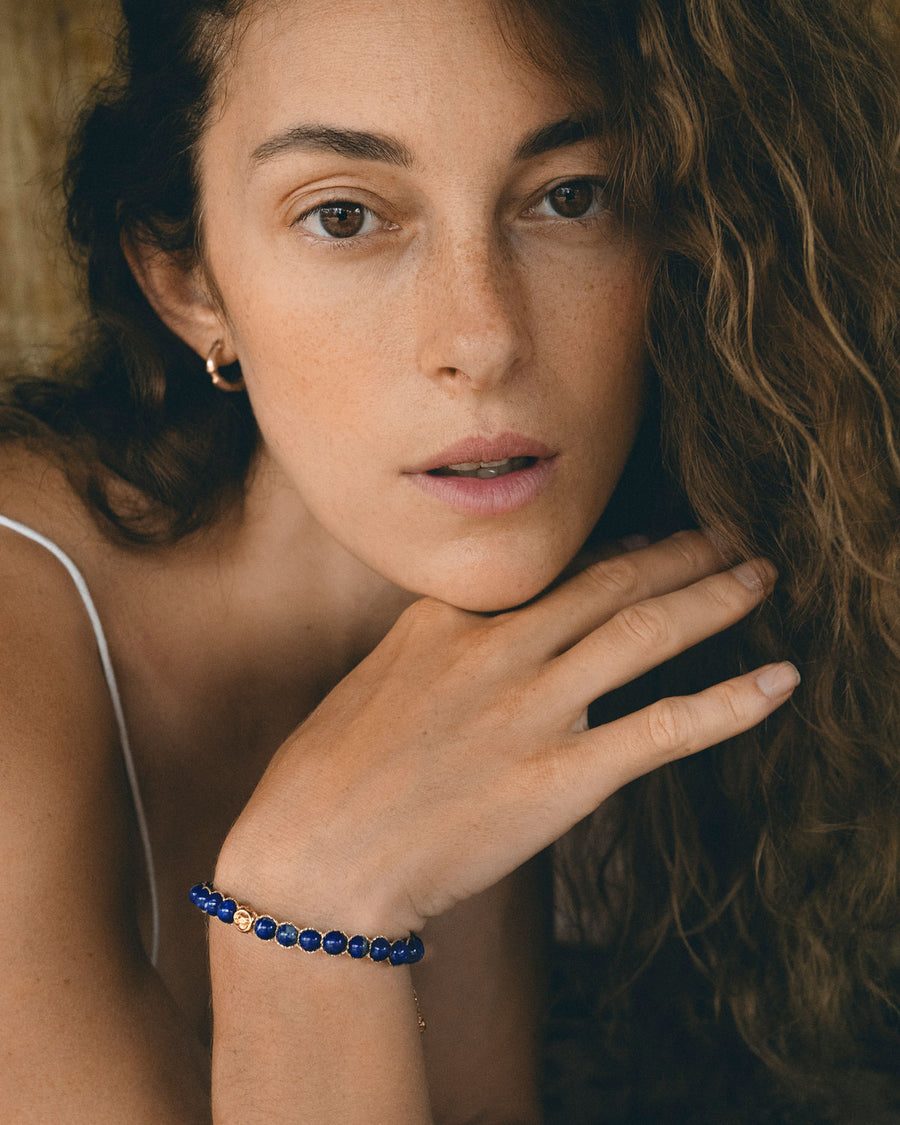 Lapis Lazuli 6mm Bracelet | Gold