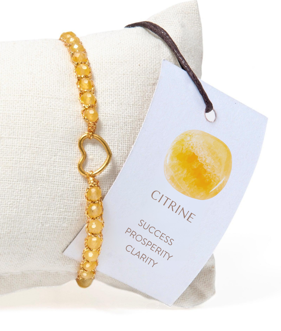Citrine Bracelet Heart Kids  | Gold