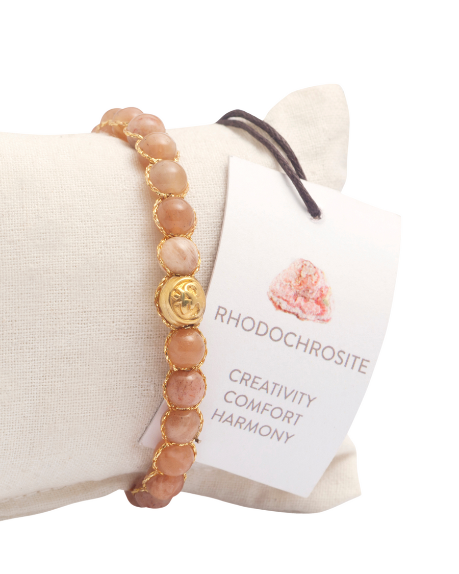 Rhodochrosite 6mm Bracelet | Gold