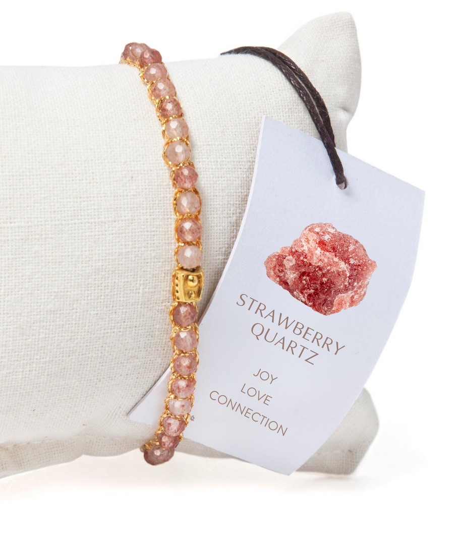 Strawberry Quartz Bracelet | Gold