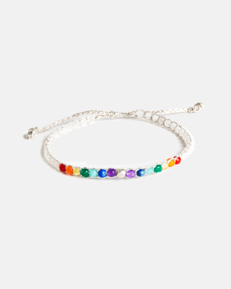 7 Chakras Moonstone Bracelet | Silver