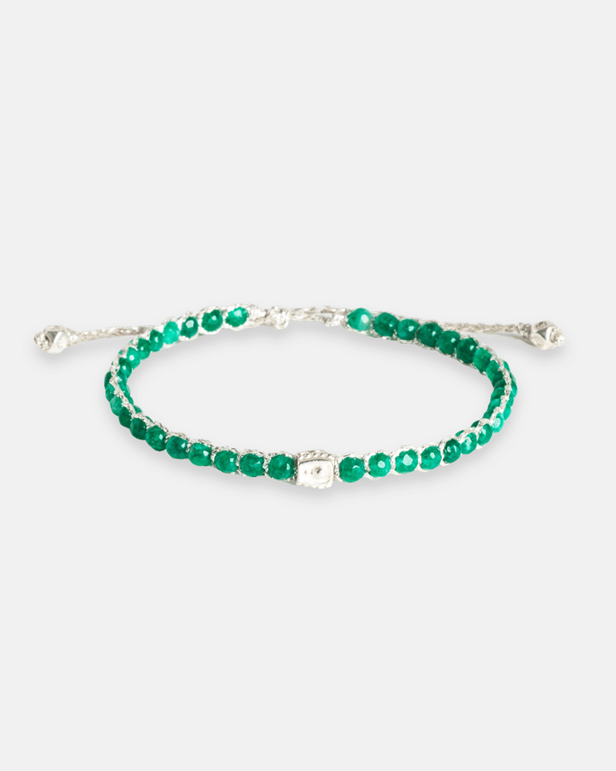 Green Emerald Agate Bracelet | Silver