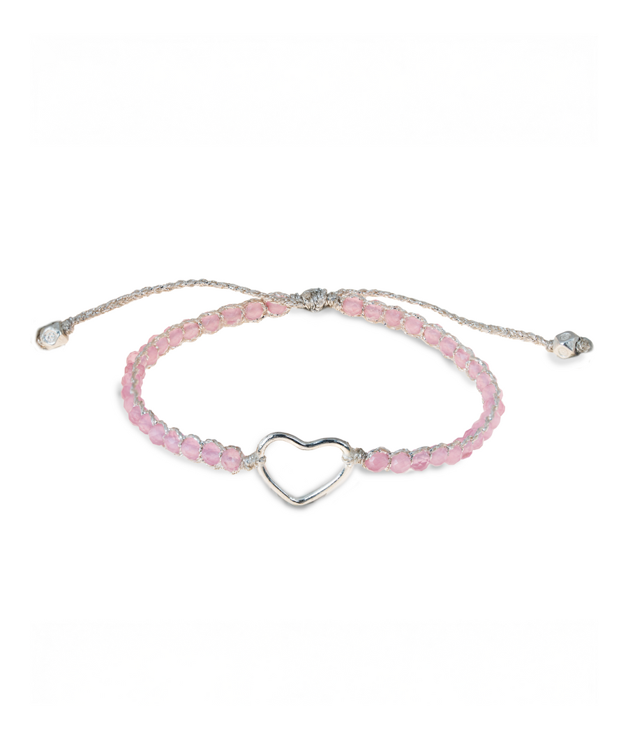 Pink Tourmaline Mozambique Heart Bracelet | Silver