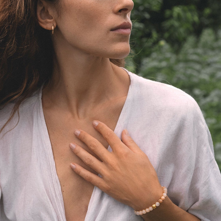 Pink Aventurine 6mm Bracelet | Gold