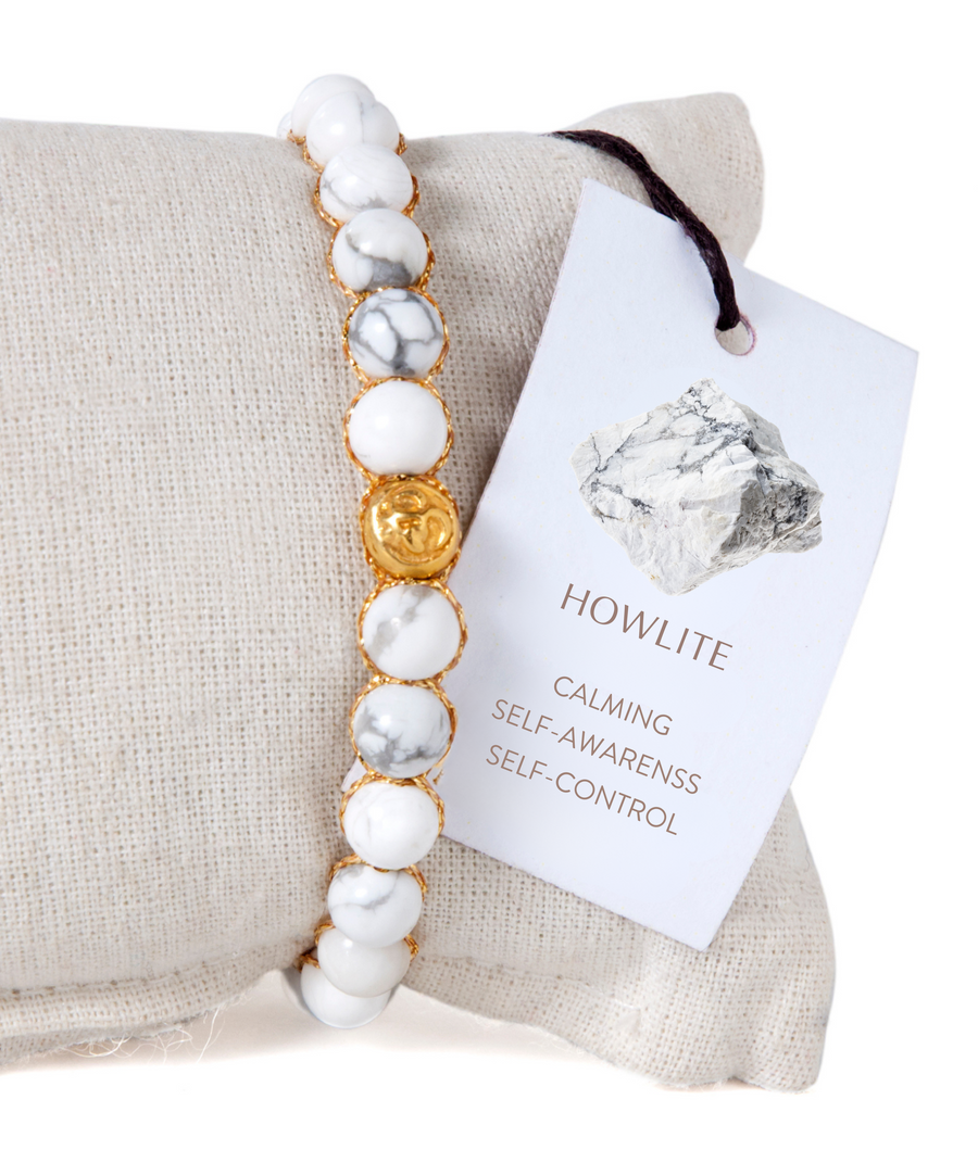 Howlite 6mm Bracelet | Gold