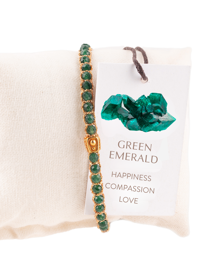 Green Emerald Agate Bracelet | Gold