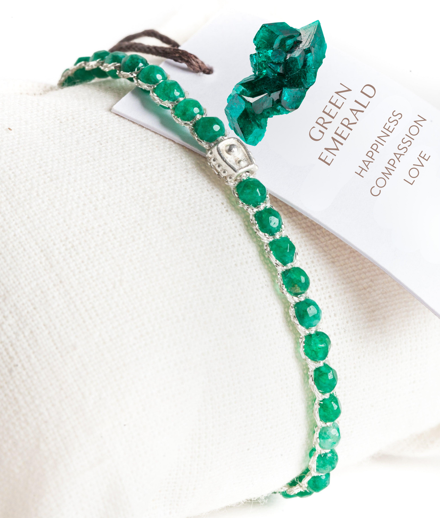 Green Emerald Agate Bracelet | Silver
