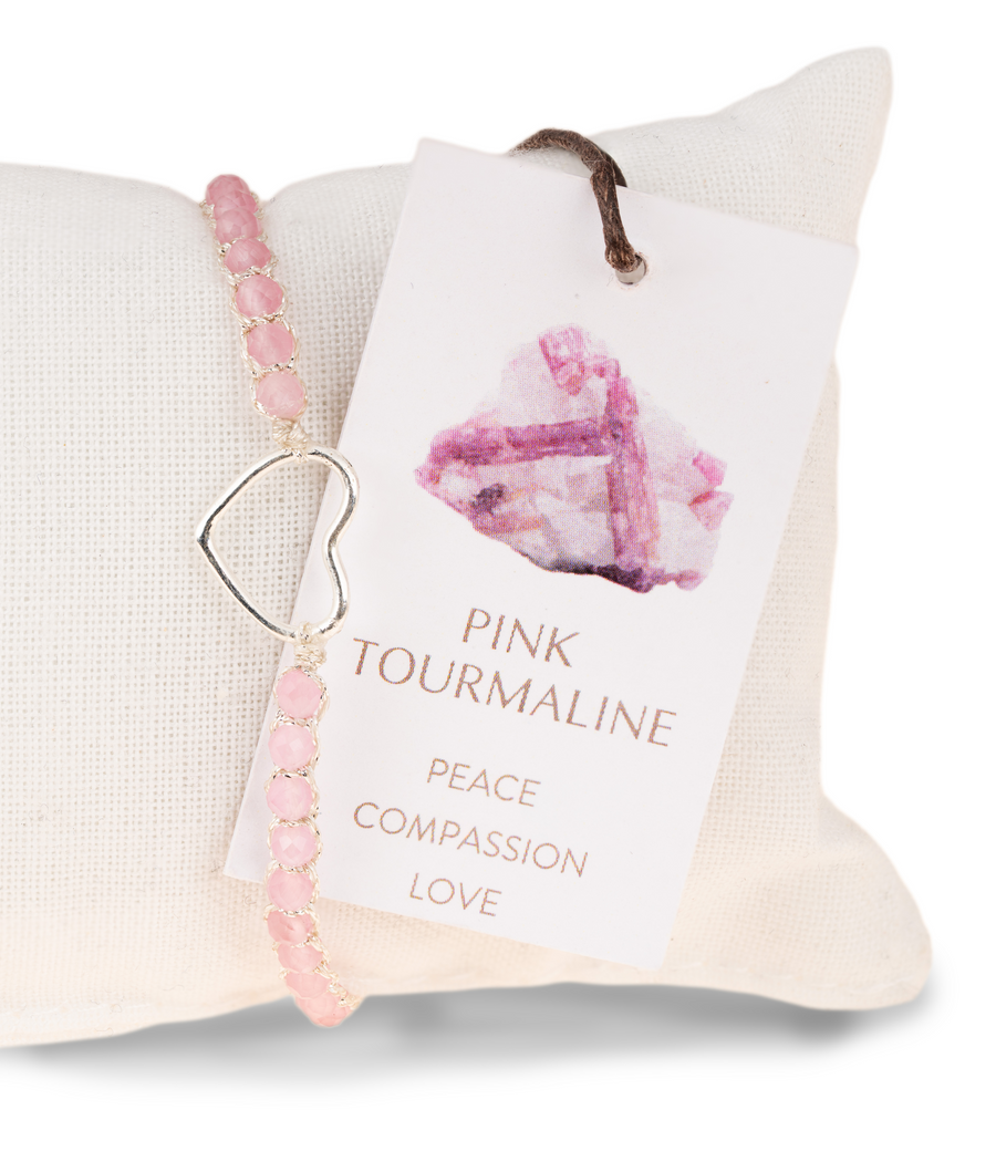 Pink Tourmaline Mozambique Heart Bracelet | Silver
