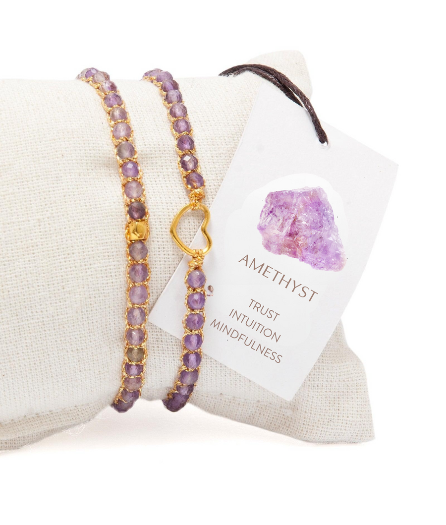 Amethyst Nugget Kids Bracelet | Gold