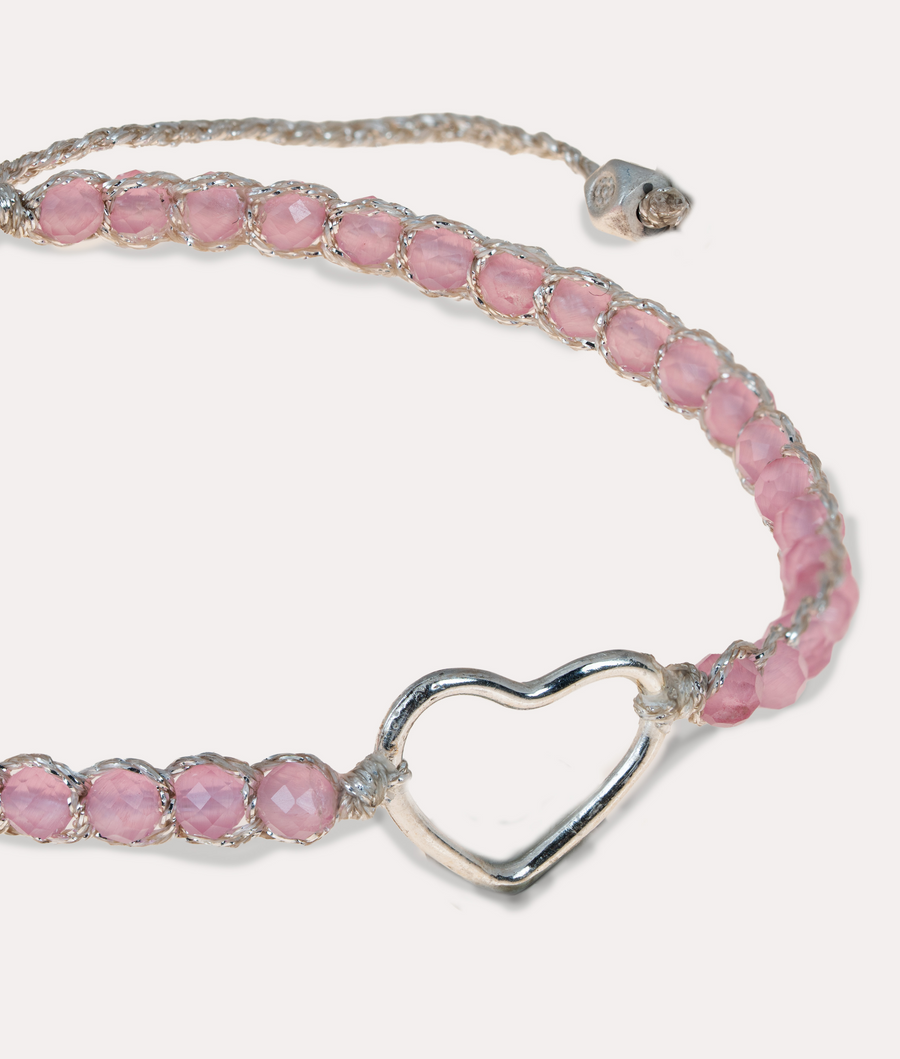 Pink Tourmaline Mozambique Heart Bracelet | Silver