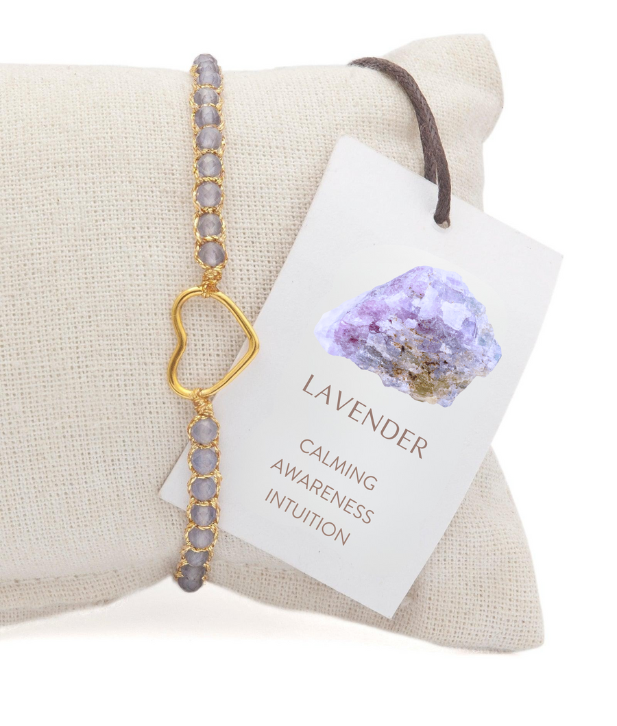 Lavender Amethyst from Zambia Bracelet Heart | Gold