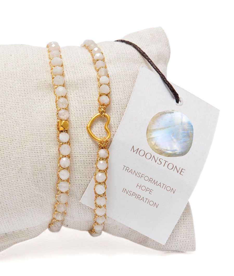 Moonstone Kids Heart  Bracelet | Gold