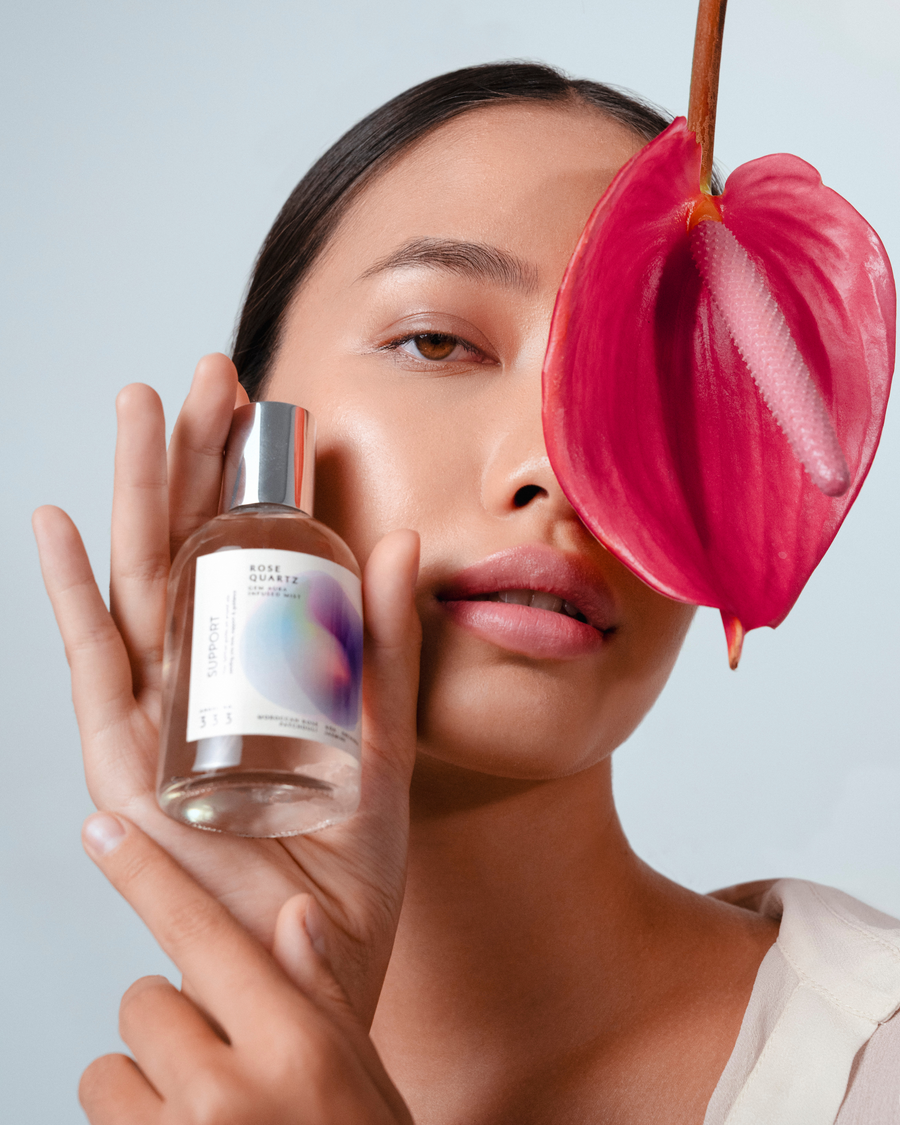 Bundle, Angel No.333,hand-blended Gem Aura Fragrance infused with Rose Quartz.