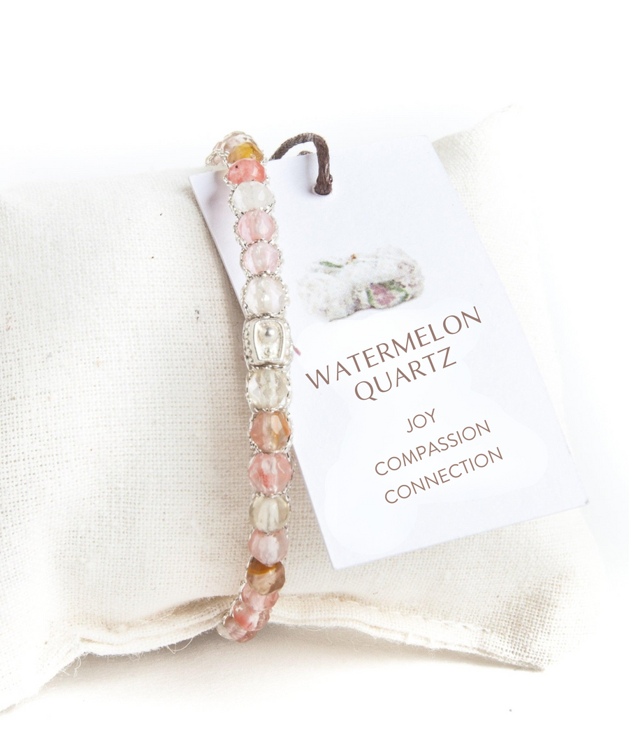 Watermelon Quartz Bracelet | Silver