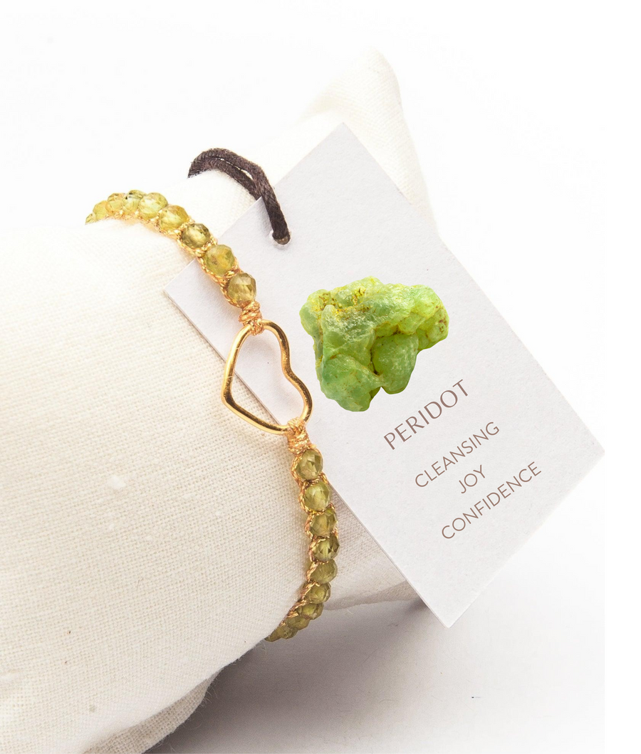 Peridot Heart Bracelet | Gold