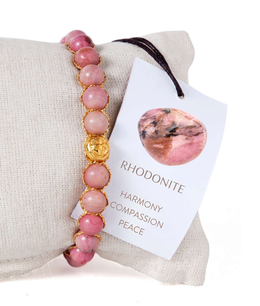 Rhodonite 6mm Bracelet | Gold