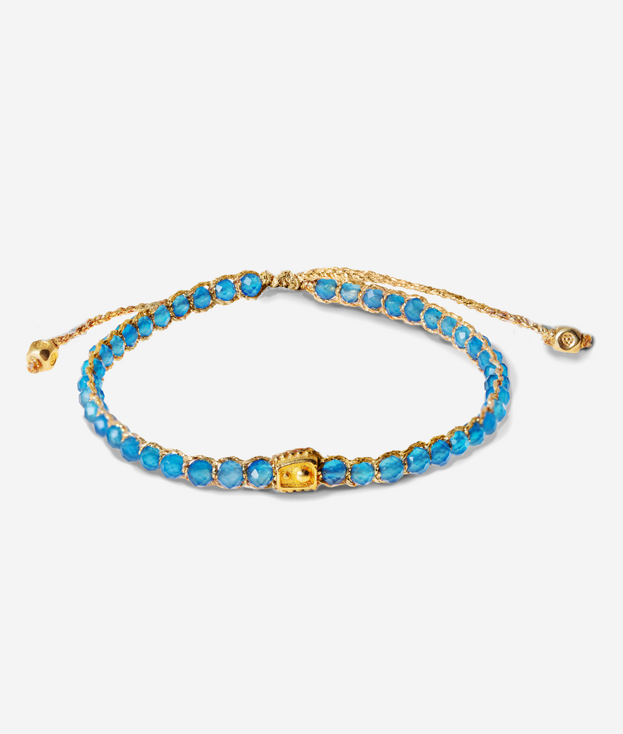 Blue Chalcedony Bracelet | Gold