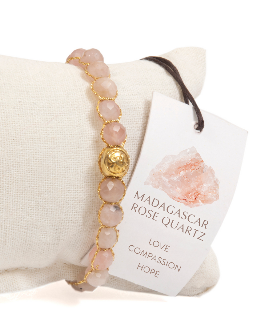 Rose Quartz 6mm Bracelet | Gold
