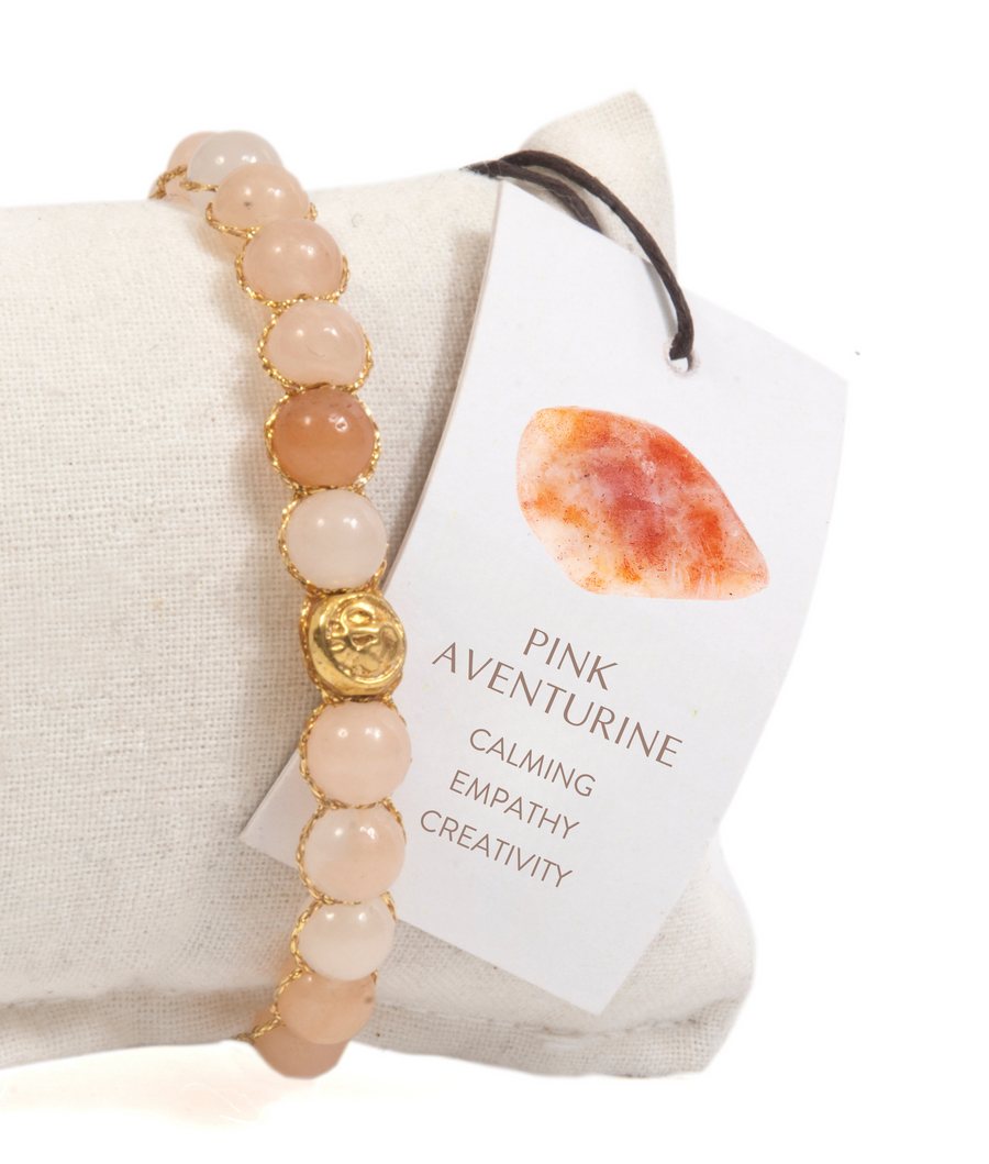 Pink Aventurine 6mm Bracelet | Gold