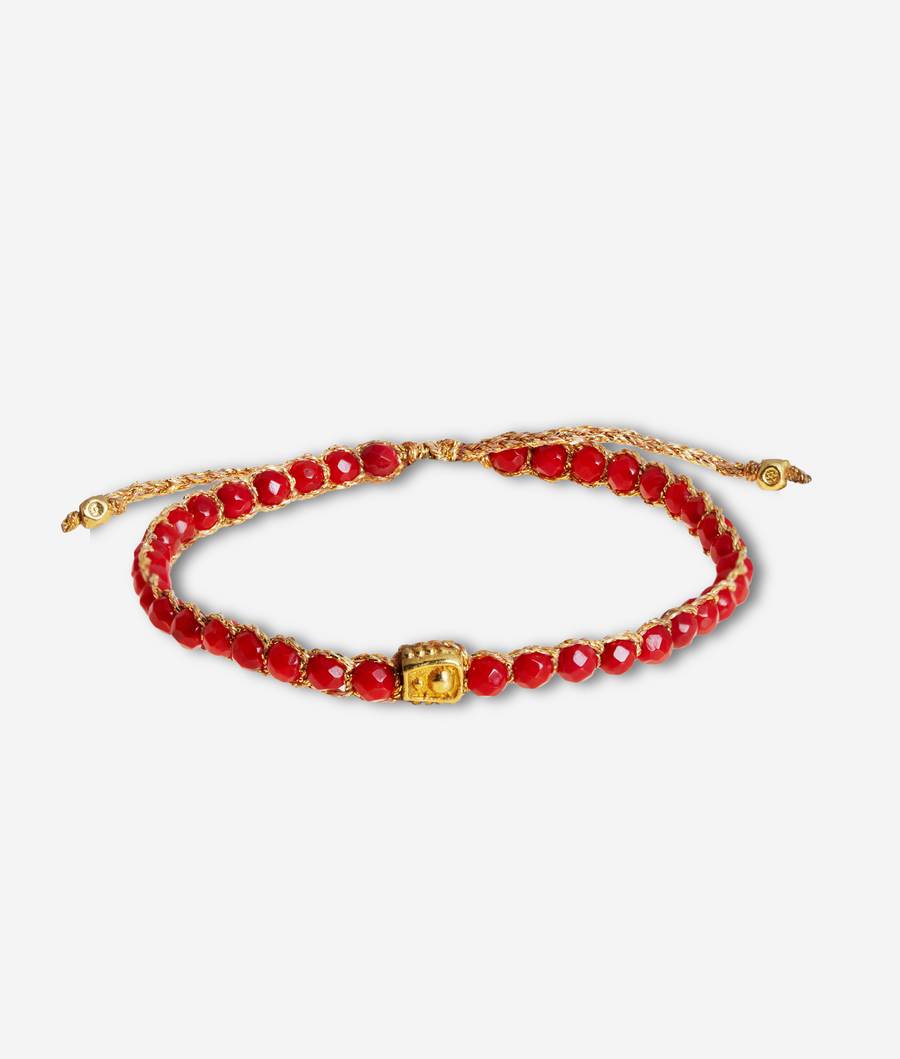 Red Coral Bracelet | Gold