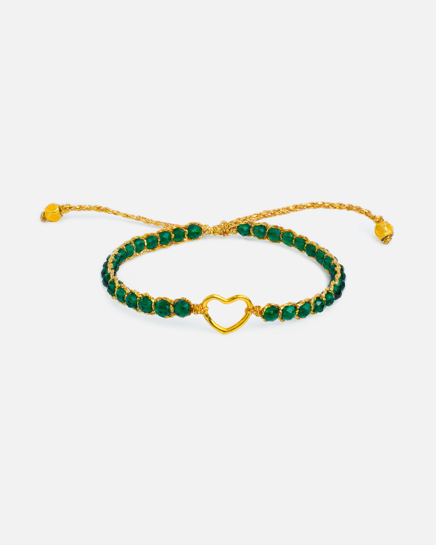Green Spinel Heart Kids Bracelet | Gold