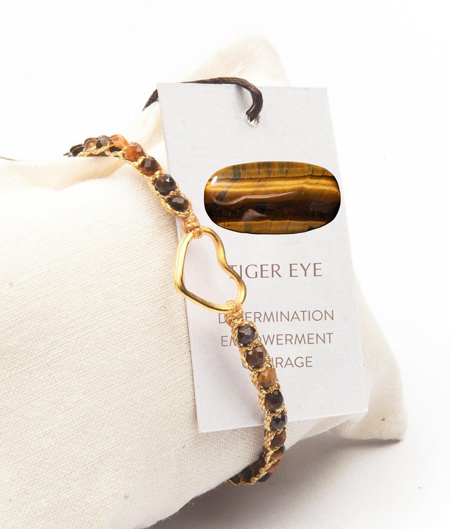 Tiger Eye Bracelet Heart | Gold