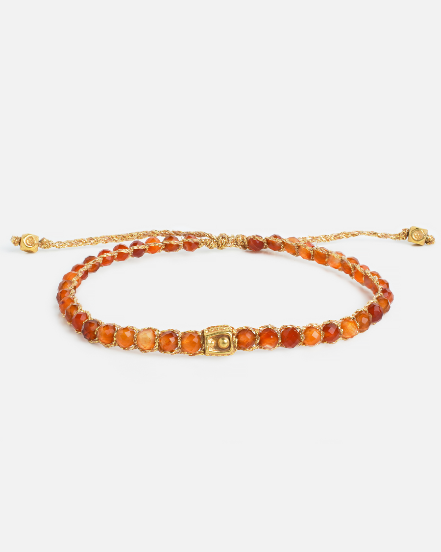 Carnelian From Brazil 3mm Bracelet | Gold