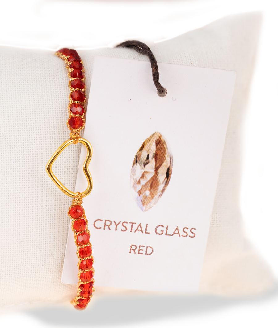 Crystal Red Heart Bracelet | Gold