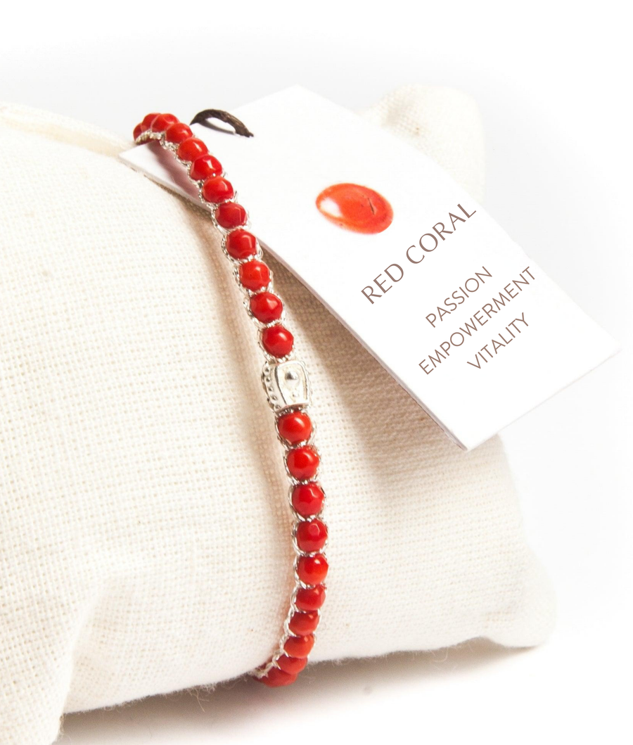 Red Coral Bracelet | Silver