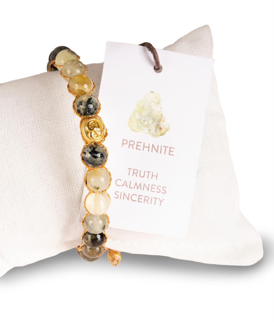 Prehnite 6mm Bracelet | Gold