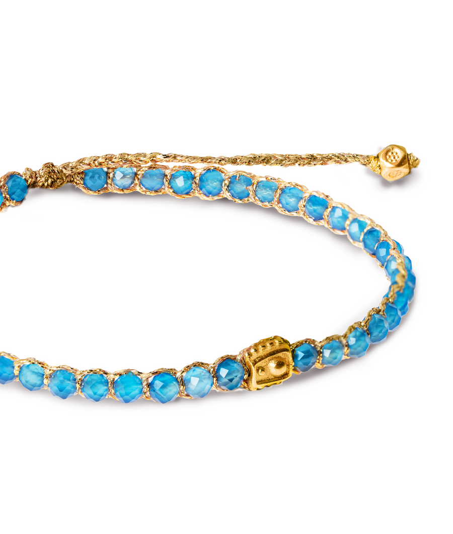 Blue Chalcedony Bracelet | Gold