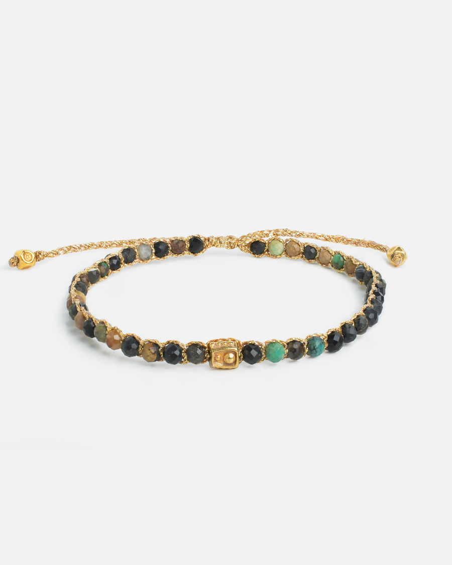 Dark Chrysocolla Agate Bracelet | Gold