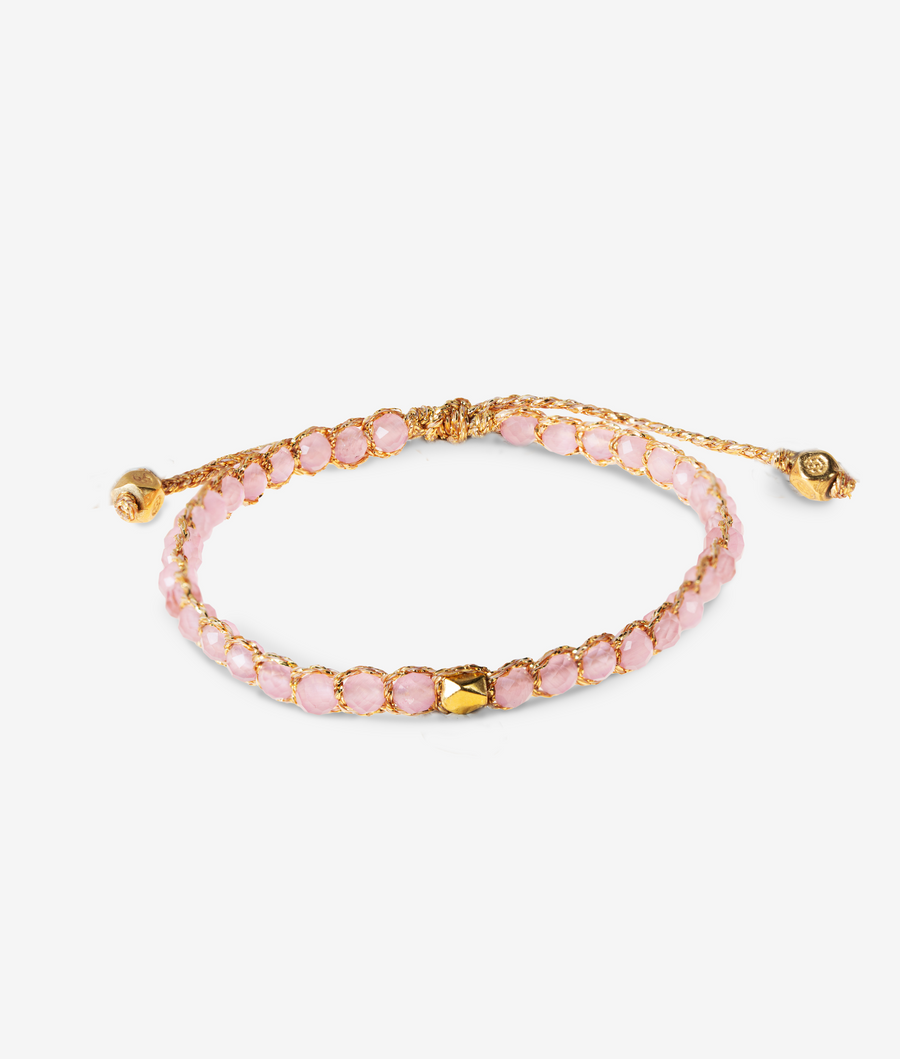 Pink Tourmaline from Mozambique Nugget Kids Bracelet | Gold