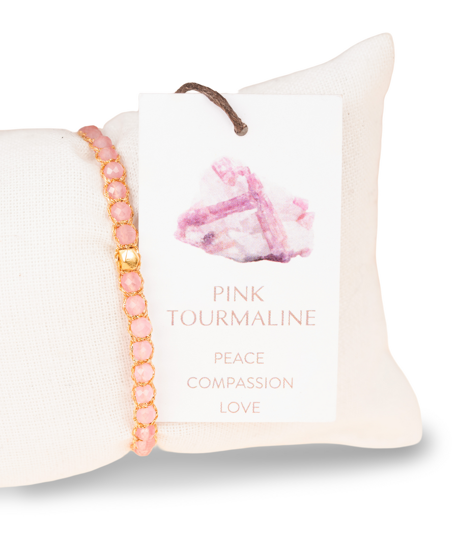Pink Tourmaline from Mozambique Nugget Kids Bracelet | Gold