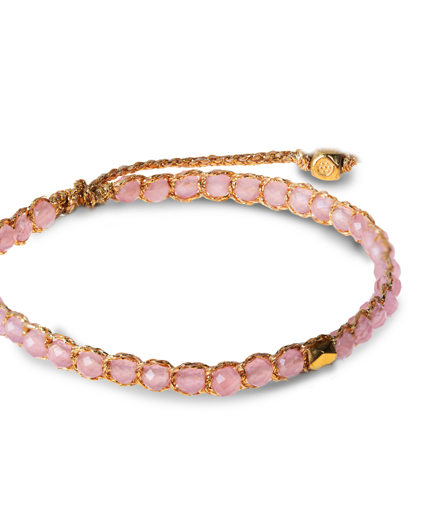 Pink Tourmaline from Mozambique Nugget Kids Bracelet | Gold