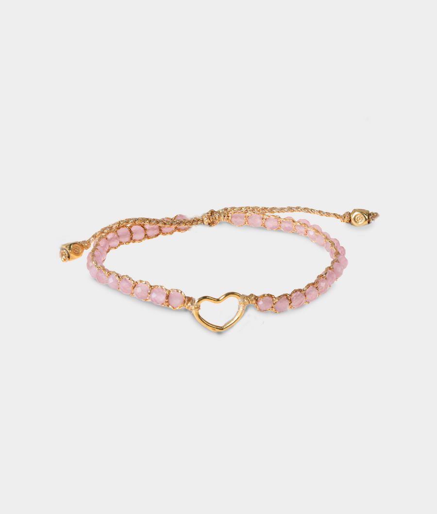 Pink Tourmaline from Mozambique Heart Kids Bracelet | Gold