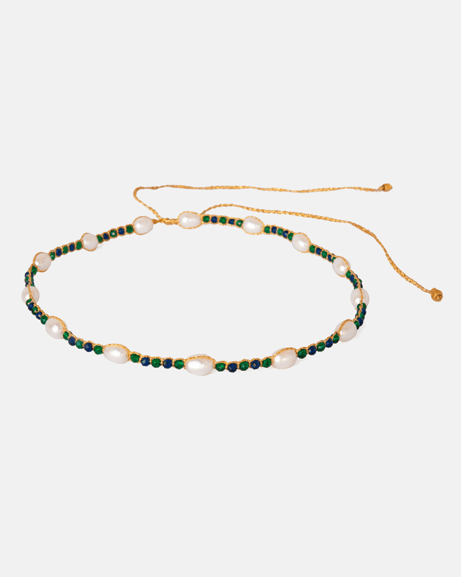 Fresh Water Pearl & Gemstone Horizon Choker | Gold - Samapura Jewelry