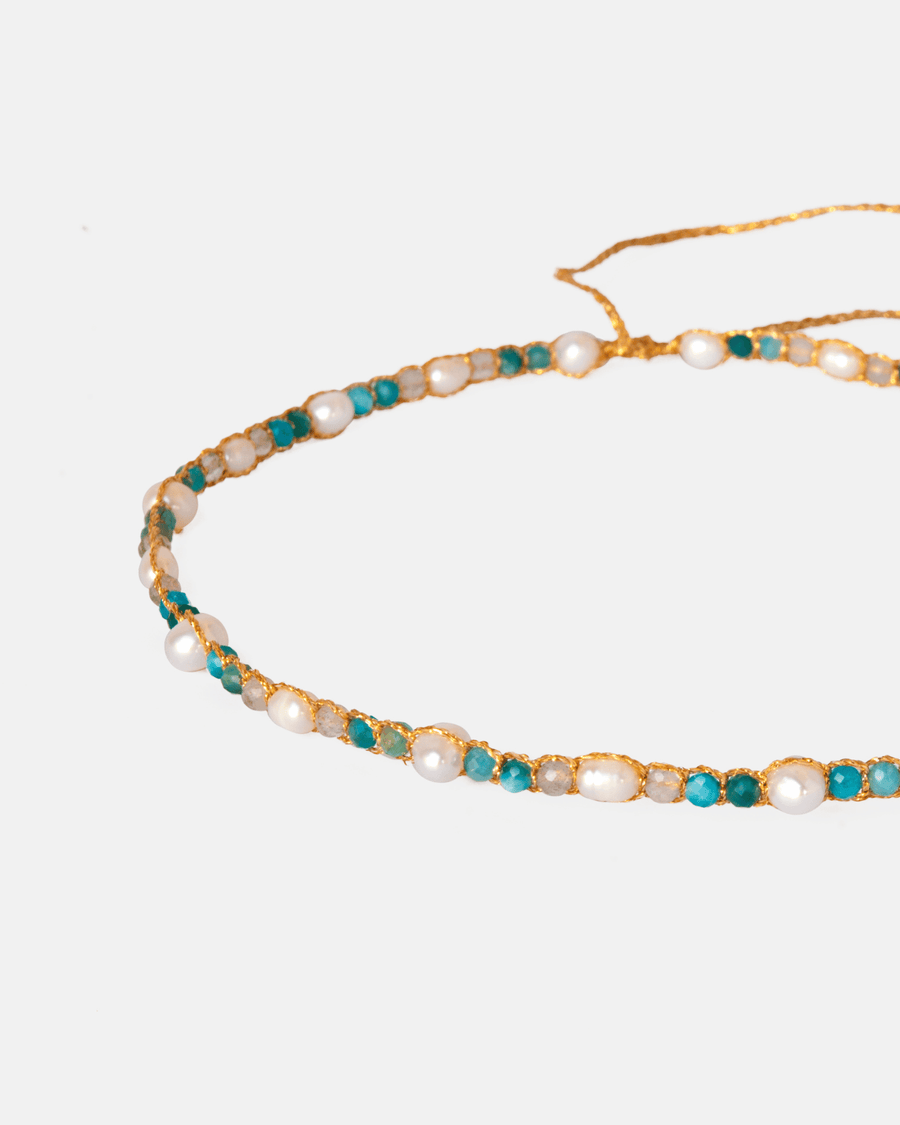 Fresh Water Pearl & Gemstone Temptation Choker | Gold - Samapura Jewelry