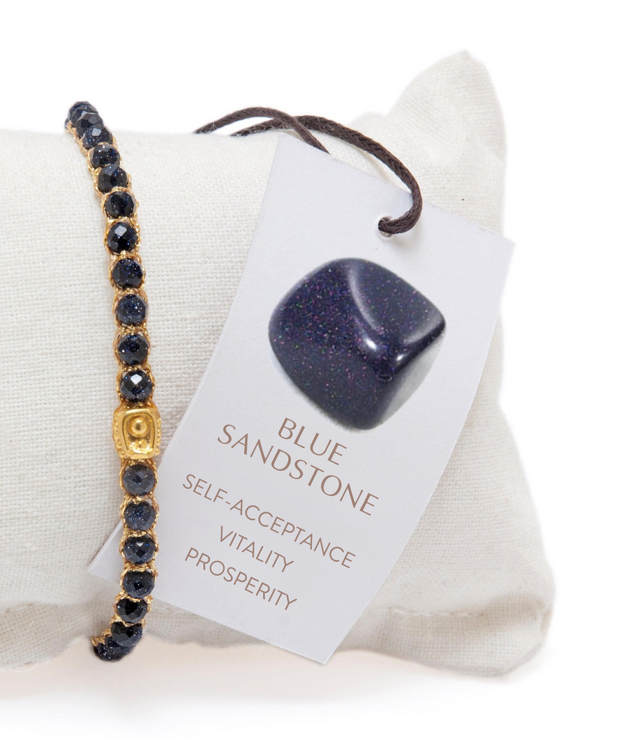Blue Sandstone Bracelet | Gold