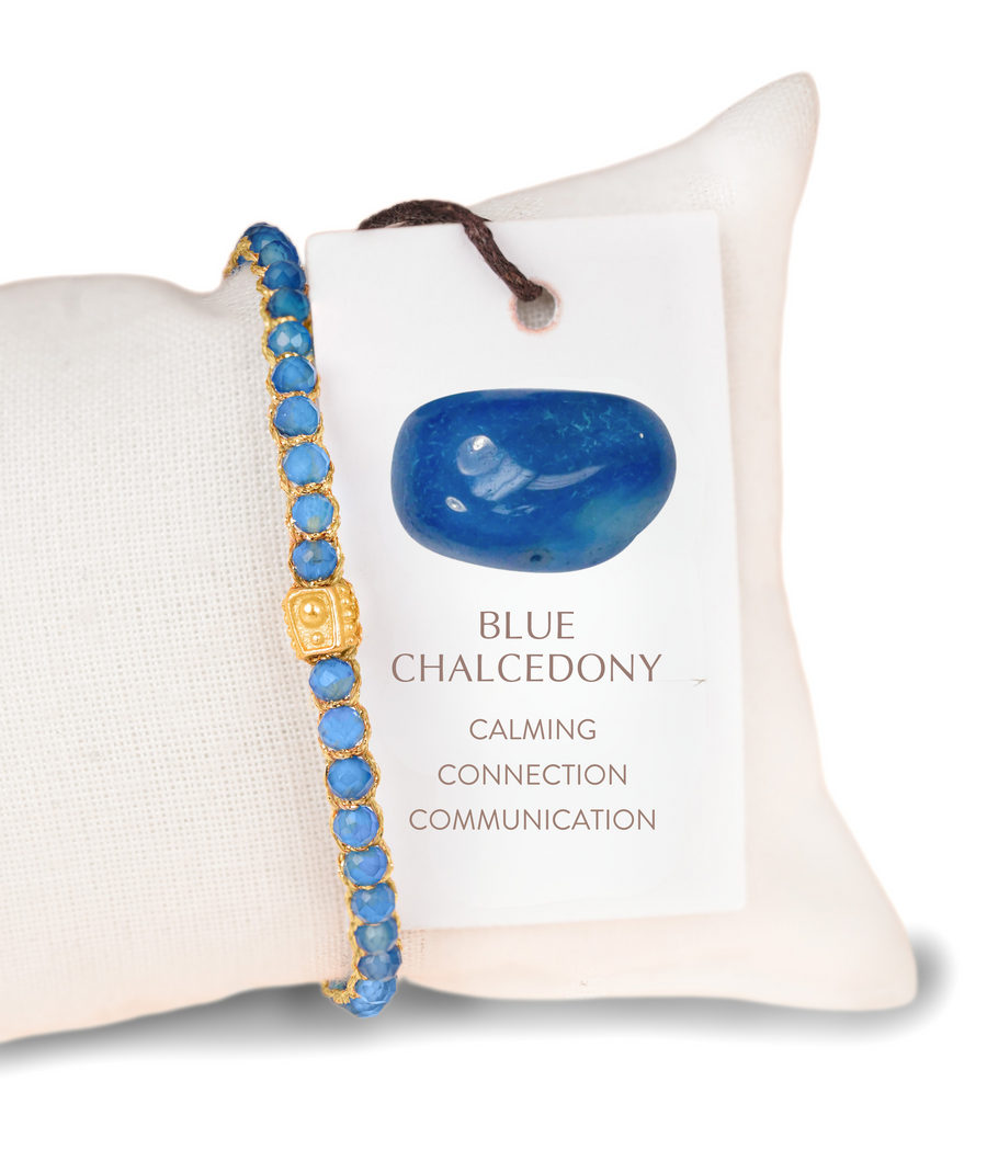 Blue Chalcedony Bracelet | Gold