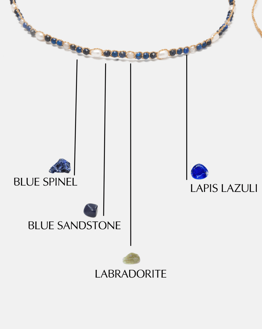 Fresh Water Pearl & Gemstone Sky Choker | Gold - Samapura Jewelry