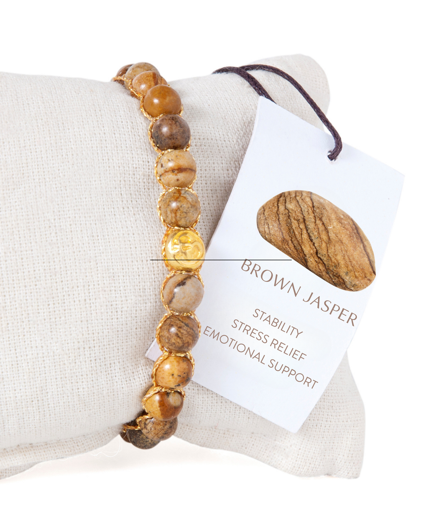Brown Jasper 6mm Bracelet | Gold