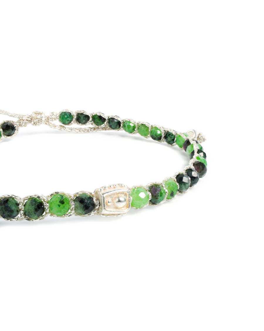 Ruby Zoisite Bracelet | Silver