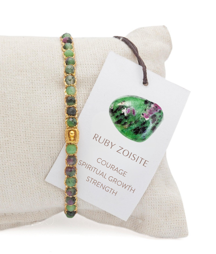 Ruby Zoisite Bracelet | Gold