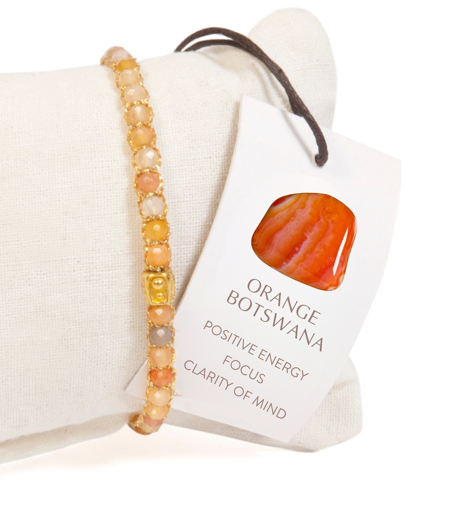 Orange Botswana Agate  Bracelet | Gold