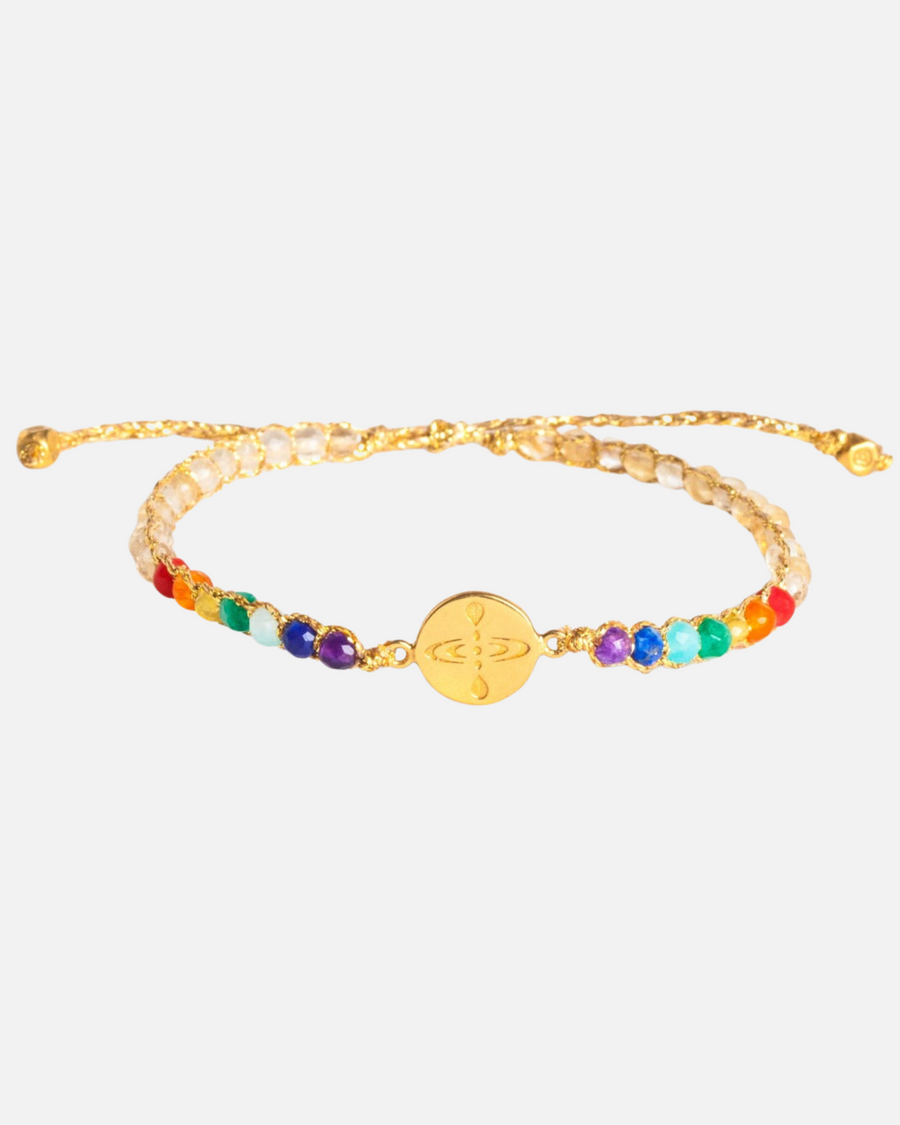 Mindfulness 7 Chakras Lemon Quartz Bracelet | Gold