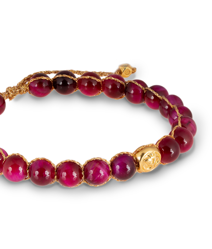 Pink Tiger Eye 6mm Bracelet | Gold