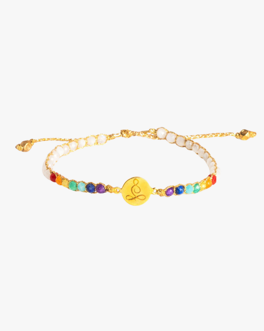 Lotus 7 Chakras Moonstone Bracelet | Gold